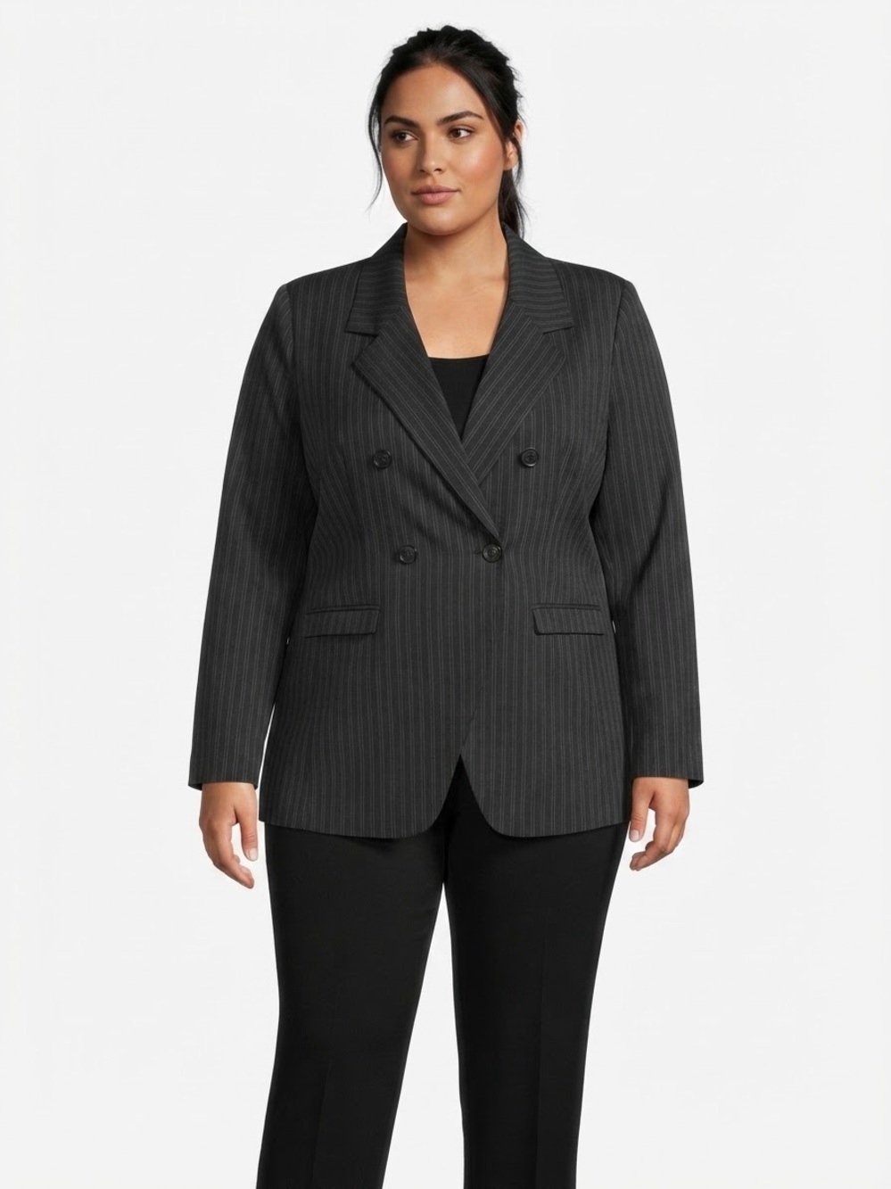 David Benjamin 18 Gray Pinstripe Blazer Short Formal Work Office Career